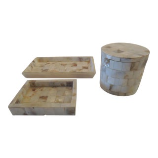 Capiz Shells Style Vanity Accessories - Set of 3 For Sale