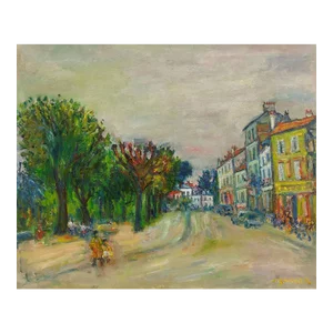 Jacques Zucker, Parisian Street Scene, Oil on Canvas Ecole D'Paris, WPA, Bezalel Artist, 20th Century