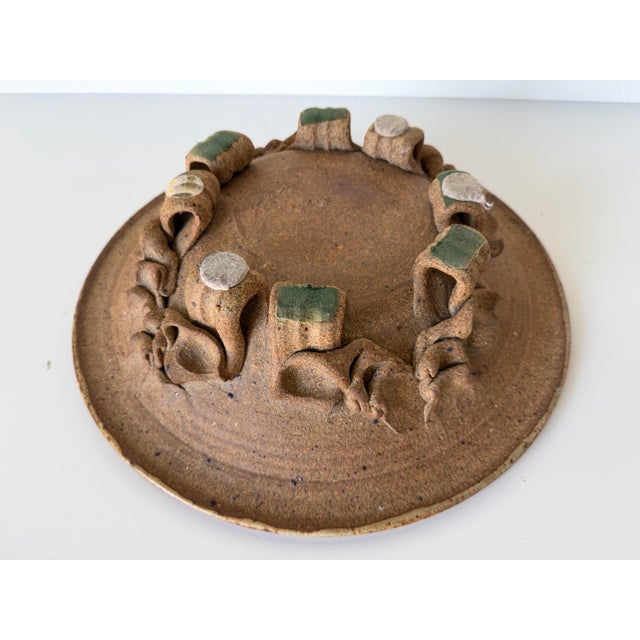Contemporary 1980s Thomas Reece Organic Speckled Studio Pottery Sculptural Plate For Sale - Image 3 of 12