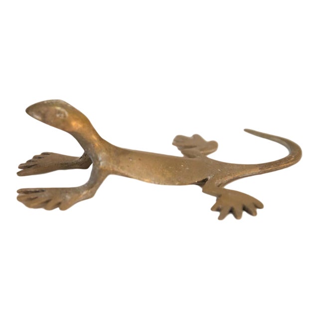 Vintage African Bronze Gold Patina Gecko For Sale