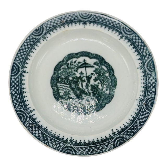 Circa 1790’s English Chinoiserie Leeds Ware Plate For Sale