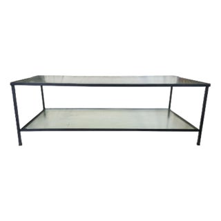 A Vintage Two-Tier Glass and Iron Coffee Table by Charleston Forge For Sale