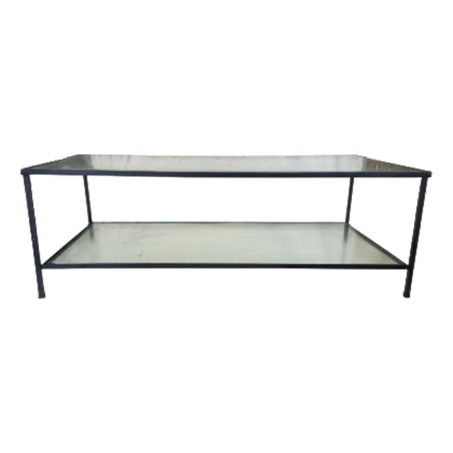 A Vintage Two-Tier Glass and Iron Coffee Table by Charleston Forge For Sale