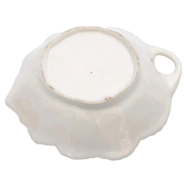 Cabin Vintage Mid-Century White Majolica Leaf Serving Dishes, a Pair For Sale - Image 3 of 4