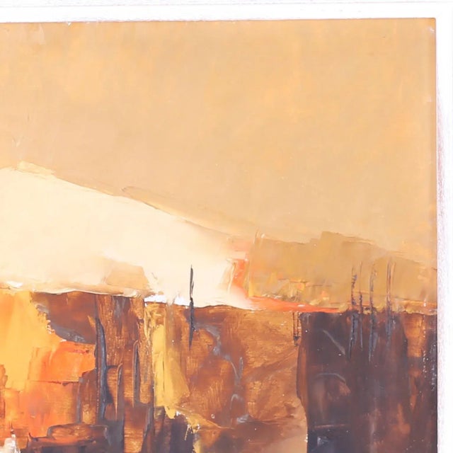 Mid-Century Modern Midcentury Abstract Oil Painting on Board For Sale - Image 3 of 9