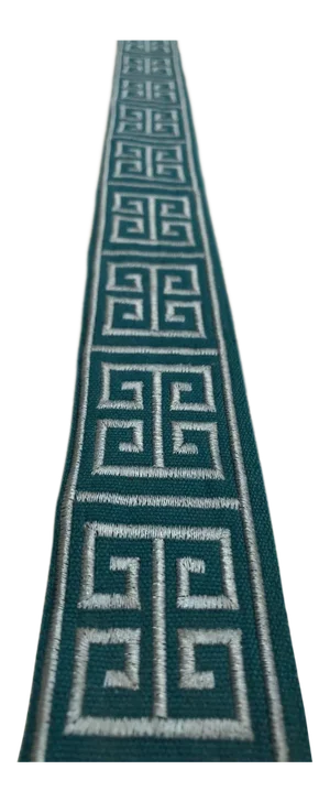 Modern Braemore Peacock Blue Greek Key Band Fabric Trim - 30 Yards