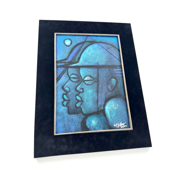 Vintage Original Buchi Upjohn Acrylic Painting Black African Artist Nigeria For Sale - Image 4 of 7