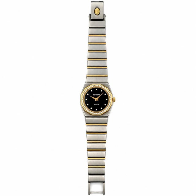 Mid-Century Modern Vintage Concord Mariner Sg Diamond Octagonal Watch 18k Gold & Stainless Steel For Sale - Image 3 of 5