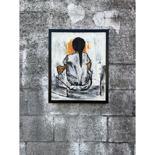 1970s Mid Century Modern "Kristina" Wall Art Painting After Christian Bjorn Larse, Framed and Signed by the Artist For Sale - Image 5 of 10