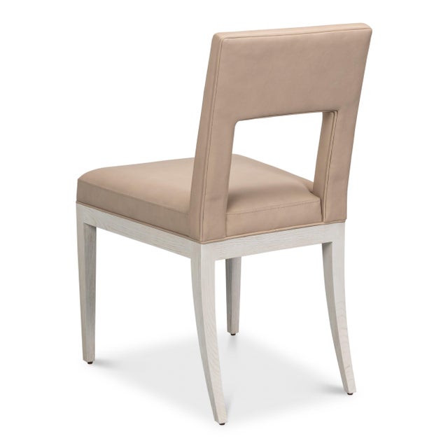 Keyhole Back Leather Dining Chairs, Set of 2 For Sale - Image 4 of 12