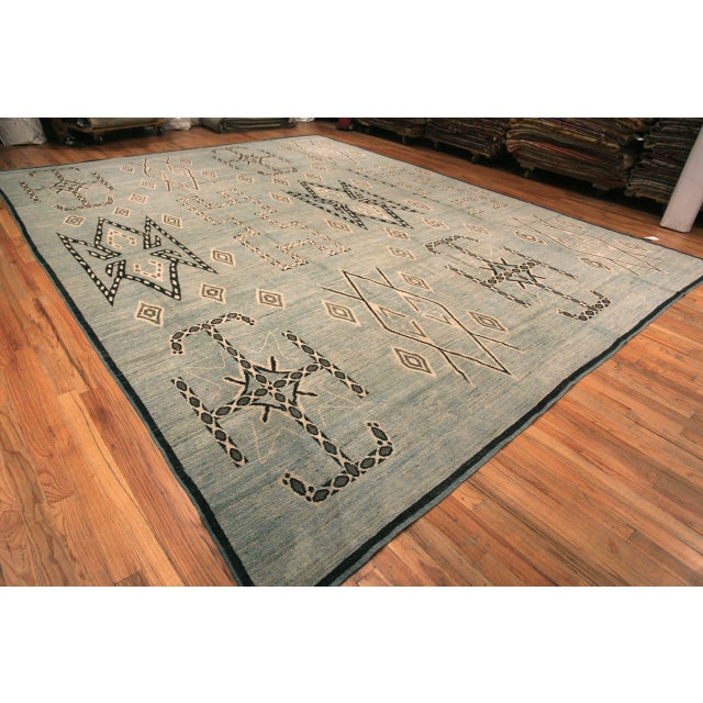Modern Nazmiyal Collection Pastel Tones Primitive Motifs Modern Large Rug For Sale - Image 3 of 8