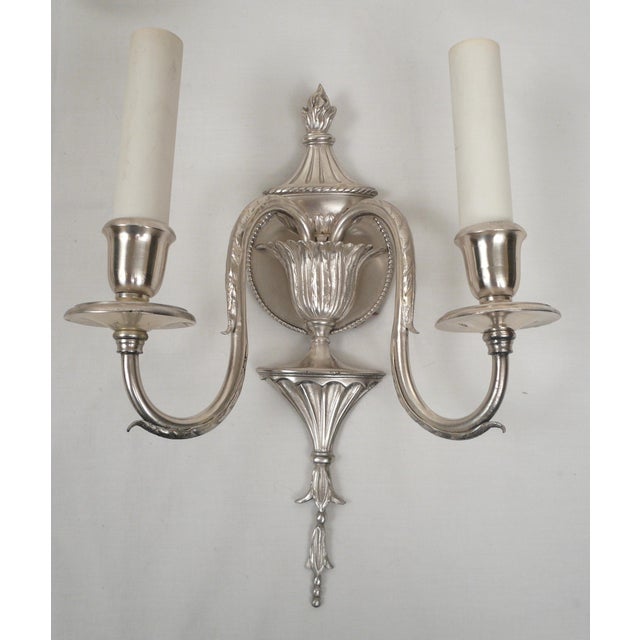 Set of Four Signed E. F. Caldwell Adam Style Silvered Bronze Sconces For Sale In Pittsburgh - Image 6 of 12