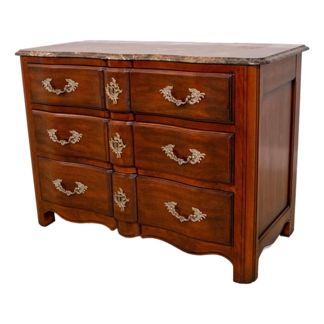 Hickory Chair Co French Cherry Marble Top Commode Chest For Sale