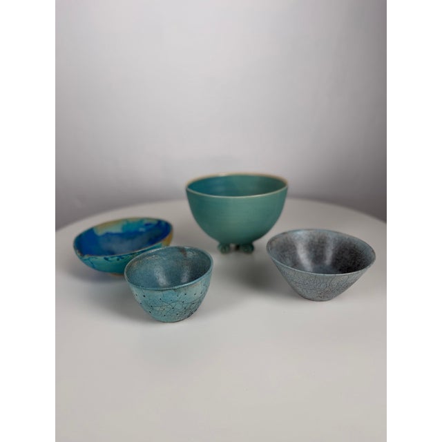 Mid-Century Modern Vintage Handmade Ceramic Bowls, 1980s, Set of 4 For Sale - Image 3 of 17