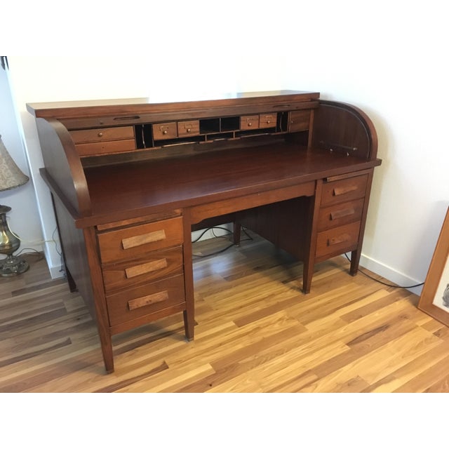 Large Leopold Solid Mahogany Rolltop Desk Chairish