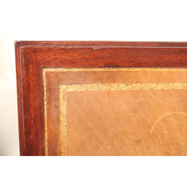 Louis XVI Style Brass Mounted Mahogany Desk With Tooled Leather Top For Sale - Image 12 of 13