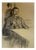 Heinrich Pforr, Pipe Smoker Man at the Table, 1920s, Pencil For Sale
