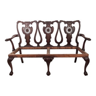 19th Century English or Irish Mahogany Chippendale Settee For Sale
