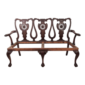 19th Century English or Irish Mahogany Chippendale Settee