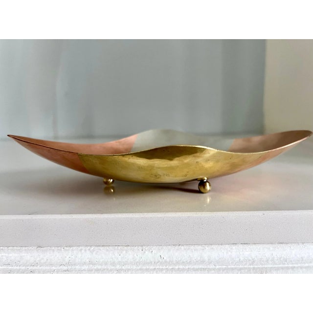 Kaleidoscopic Mexican Footed Mixed Metal Tray in the Style of Los Castillo For Sale In Los Angeles - Image 6 of 8