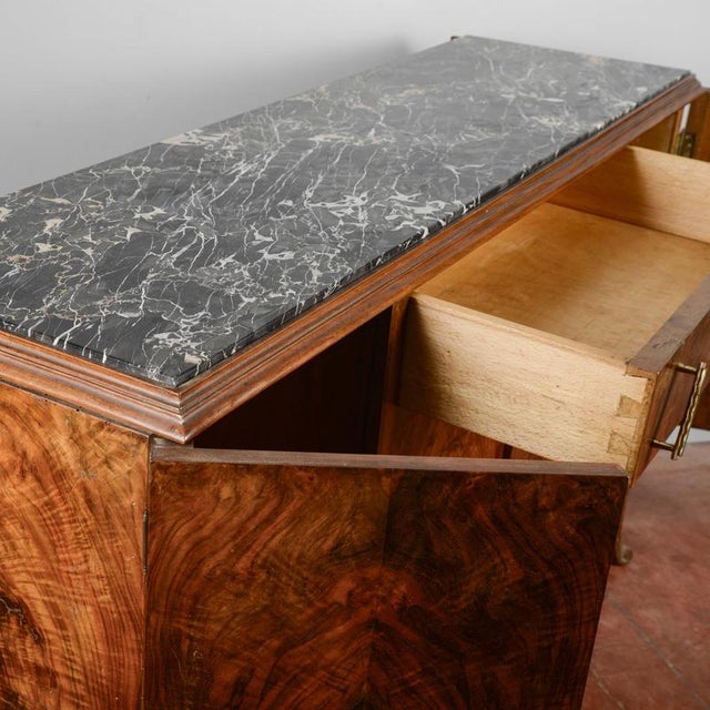 Wood Art Deco Sideboard in Walnut Burl with Black Marble Top For Sale - Image 7 of 18