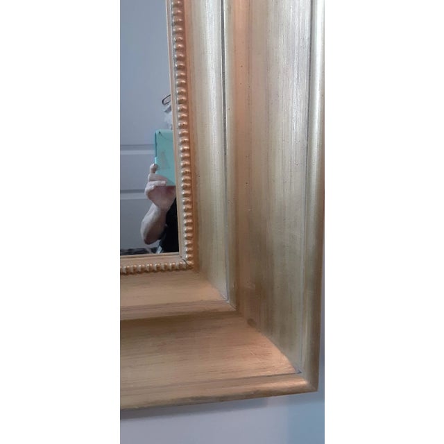 Custom Contemporary Large 44" Designer's Gold Square Gilt Wood Wide Frame Wall Mirror For Sale In Atlanta - Image 6 of 9