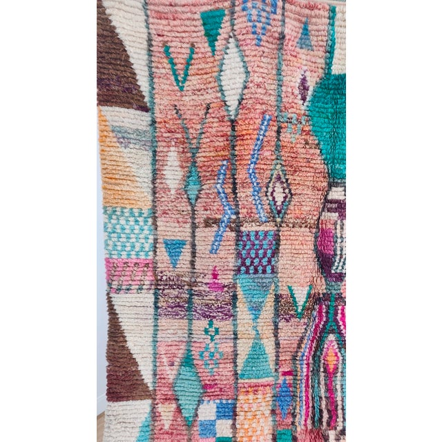 Contemporary Rose Clay Patchwork Wool Moroccan Rug For Sale In Boston - Image 6 of 18
