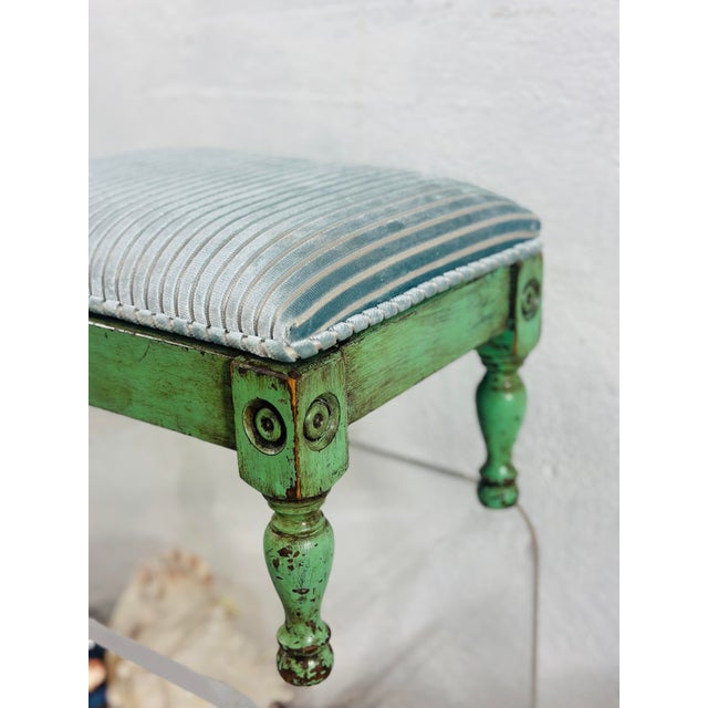 1900 - 1909 Vintage Footstool, Recovered in Brunswick Velvet For Sale - Image 5 of 6