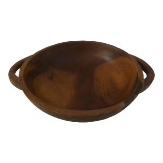 Large Carved Acacia Wood Centerpiece Bowl For Sale