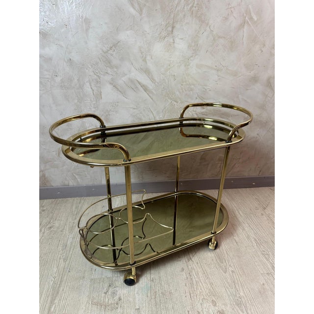 Brass Serving Cart, 1970 For Sale - Image 9 of 11