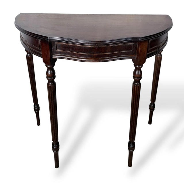 Vintage Mahogany Demi-Lune Hallway Table with Drawer For Sale - Image 3 of 8