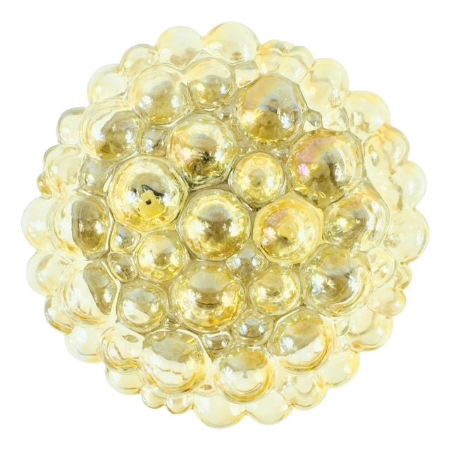 Large Mid-Century Modern Amber Bubble Glass Ceiling Light by Helena Tynell for Limburg, Germany, 1960s For Sale