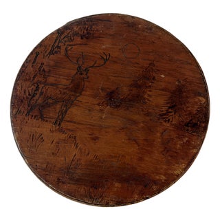 Antique Pantry Box W/ Deer Carving on Lid For Sale