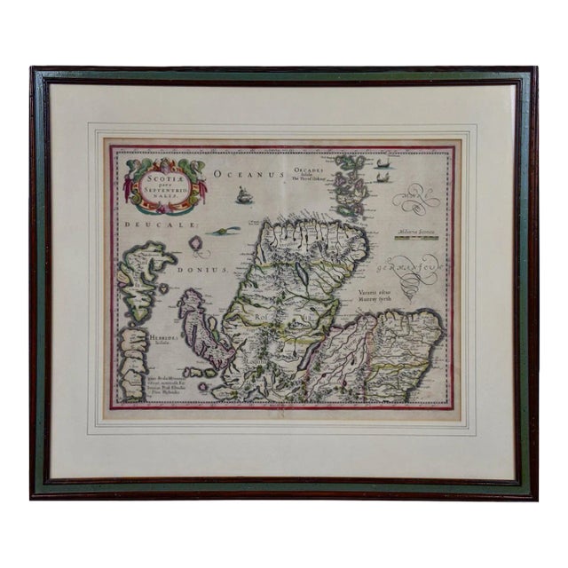 Northern Scotland: 17th Century Hand-Colored Map by Mercator, 1636 For Sale