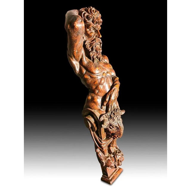 Atlantis in wood XIX century. Wood carving representing an atlantis from the XIX century. Measures: 70 cm high Very good...