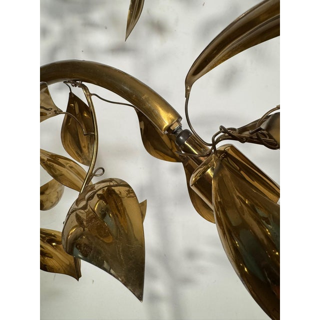 Floral Brass Floor Lamp attributed to Tommaso Barbi for Bottega Gadda, 1970s For Sale - Image 14 of 18