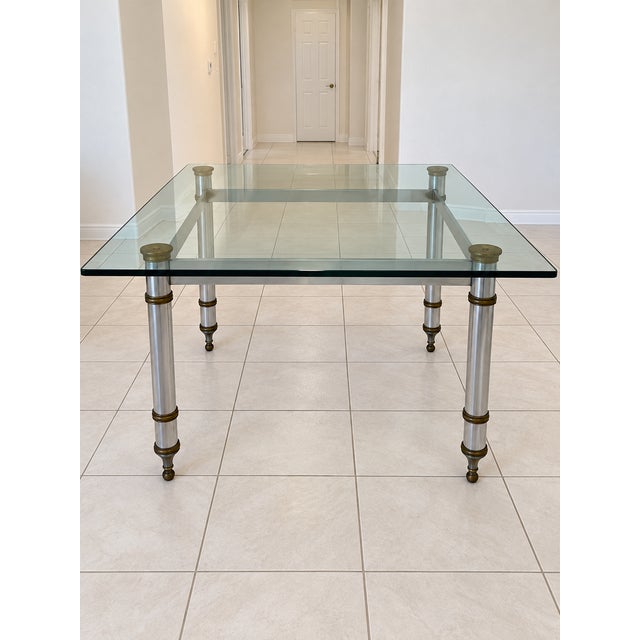 1960's Maison Jansen Steel and Brass Dining Table For Sale - Image 10 of 10