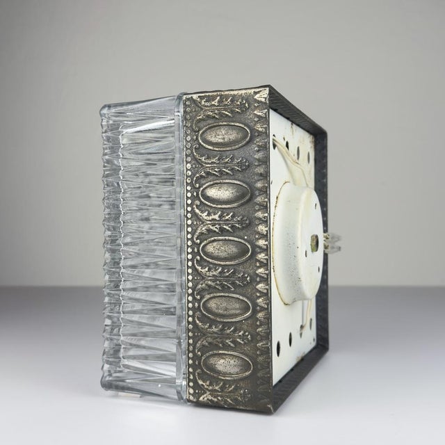 Metal Vintage Crystal Ceiling Lamp, Italy, 1960s For Sale - Image 7 of 18