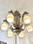 Art Deco Silvered Bronze and Alabaster Chandelier, 1920s, in Very Good conditions. Designed 1920 to 1949 European Plug (up...