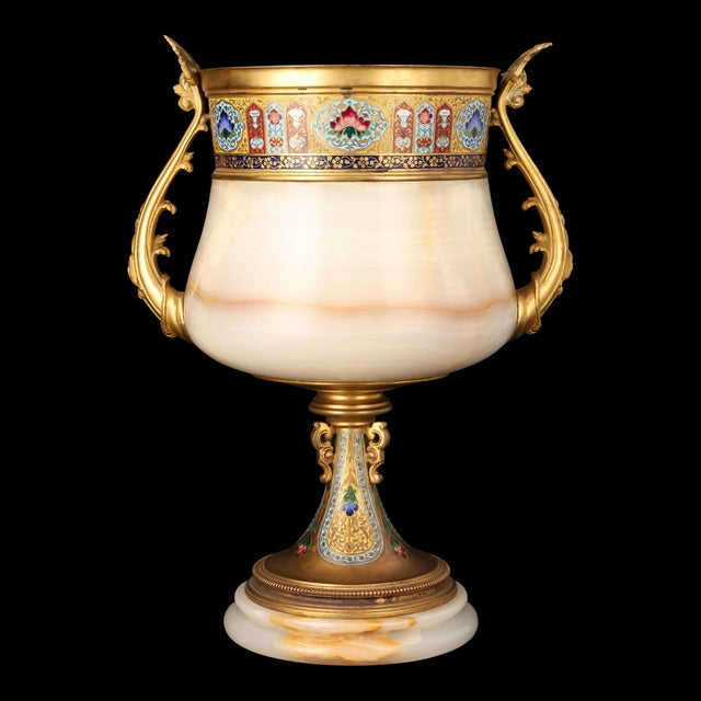 Napoleon III Cup in Onyx and Gilt Bronze with Polychrome Enamel, 1880 For Sale - Image 14 of 14