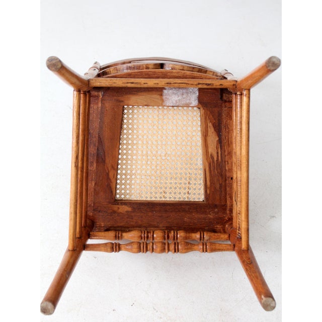 Antique Victorian Press Back Oak Chair With Cane Seat For Sale - Image 10 of 15