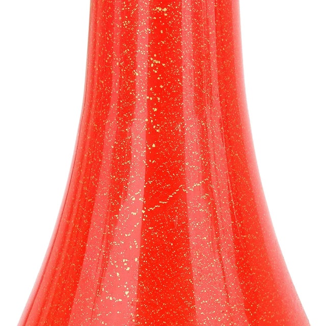 Mid 20th Century Vintage Murano Fratelli Toso Red Orange Gold Flecks Italian Art Glass Squared Bottle Flower Vase For Sale - Image 5 of 9