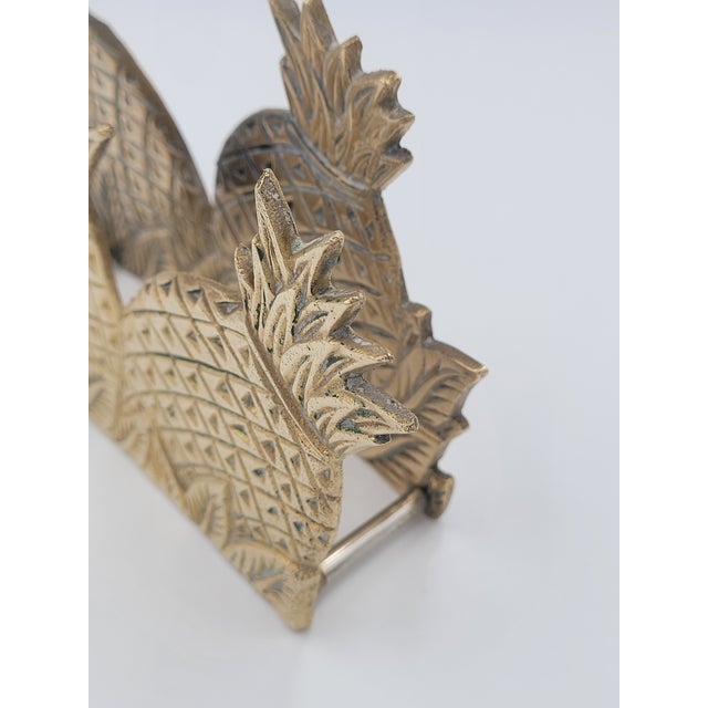 Vintage Hollywood Regency Solid Brass Pineapple Napkin Holder For Sale In Mobile - Image 6 of 11