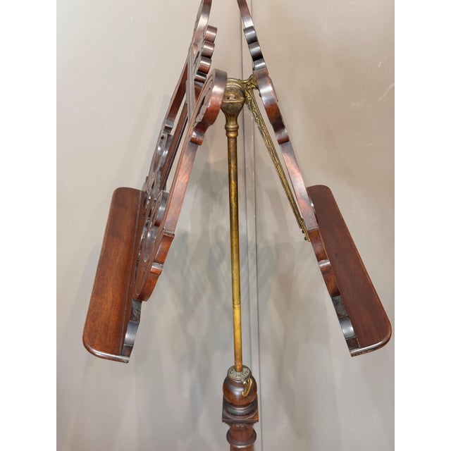 Brown Mid 19th Century American Mahogany and Brass Lyre-Form Duet Stand For Sale - Image 8 of 10