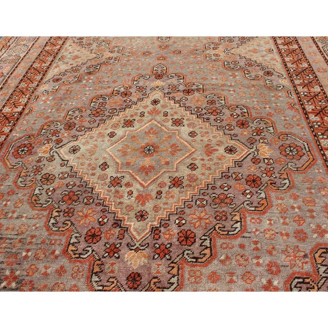 Antique Khotan Rug With Medallion Design in Muted Blue, Rust, and Soft Beige 6'6"x13'0" For Sale In Atlanta - Image 6 of 7