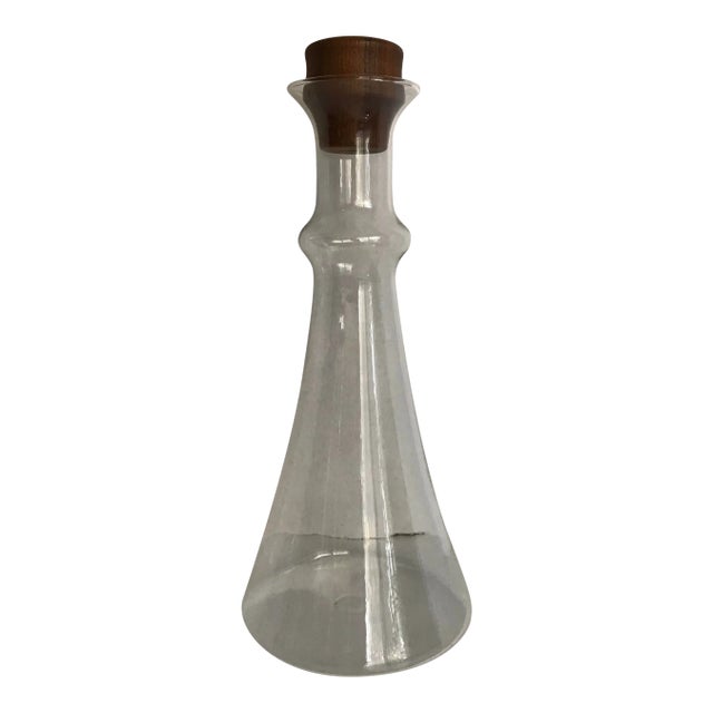 Vintage Denmark Teak and Glass Decanter For Sale