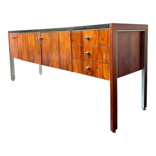 1970s Rosewood and Leather Credenza by Herman Miller For Sale