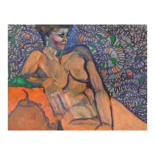 Late 20th Century Fauvist Style Female Nude Painting For Sale