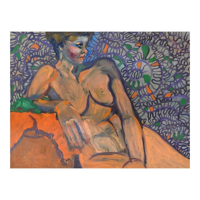 Late 20th Century Fauvist Style Female Nude Painting For Sale