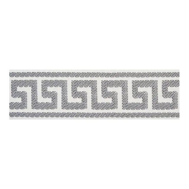 Sample - Schumacher Etienne Silk Greek Key Trim Narrow in Grey For Sale